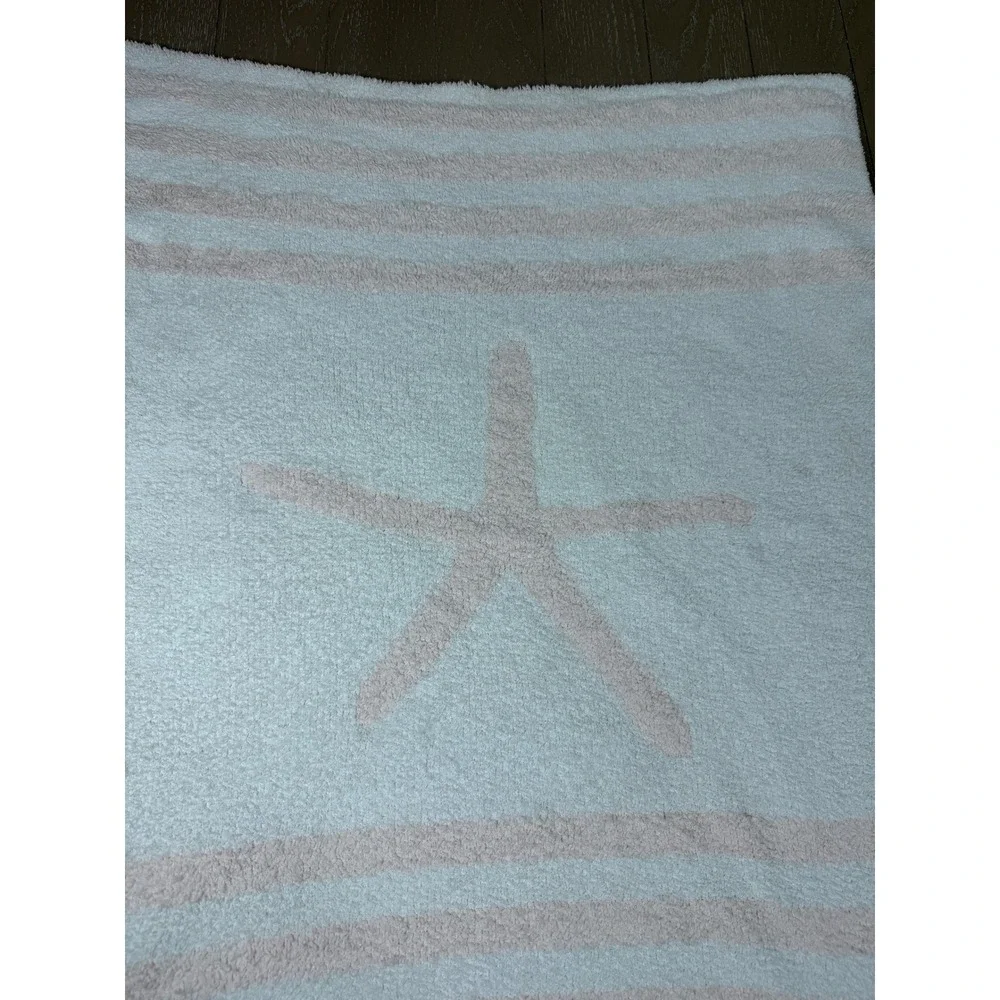 Barefoot Dreams CozyChic Starfish Stripe Reversable‎ Baby Blanket Pink White
